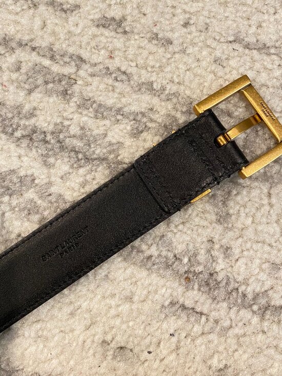 Saint Laurent YSL Cassandre Smooth Leather Belt in Black Size 85 main image 6